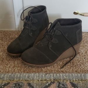 TOMS lace up wedges